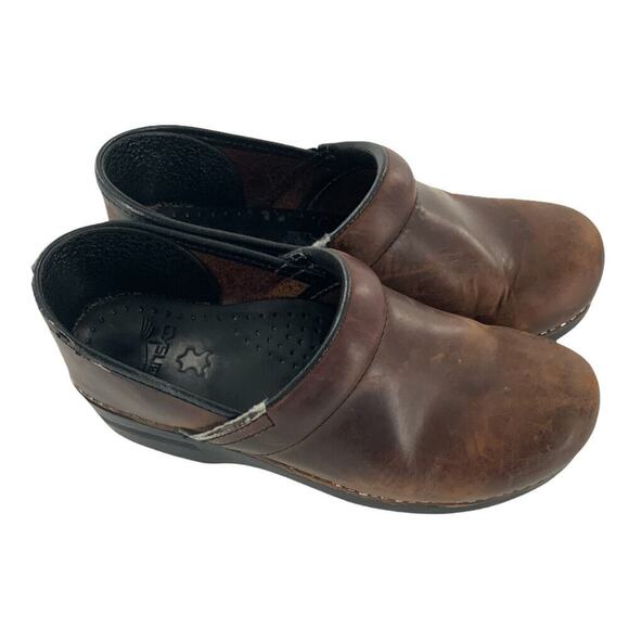 Dansko Brown Leather Womens Clogs Mules Staples Professional Shoes 38 (US 7.5-8) - Picture 2 of 11